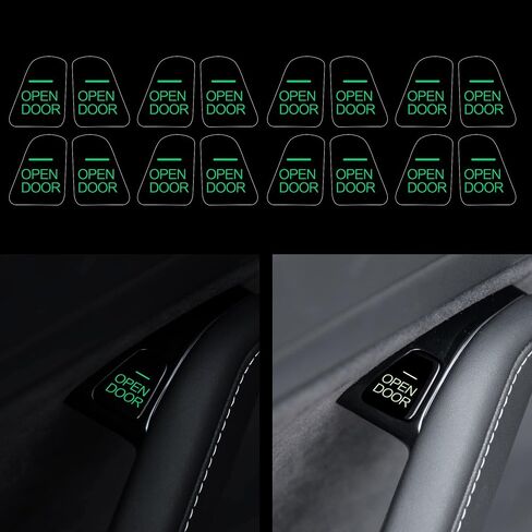 Tomall 16pcs الباب مفتوح ملصقات زر مضيئة لـ Tesla Model 3 Model Y Glow في شريحة خروج الباب المظلم للملصقات الداخلية للسيارة in Saudi Arabia