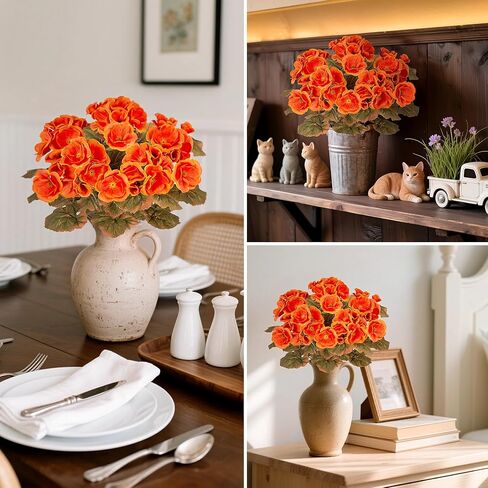 Artificial Geranium Flowers for Outdoors Decoration, Fake Silk Geraniums Flower UV Resistant Look Real Faux Plants for Spring Garden Porch Planter Patio Balcony Yard Table Centerpieces Decor in Saudi Arabia
