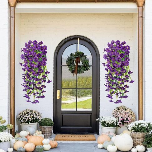 4pcs معلقة مجد الصباح المجد UV مقاومة للزهور في الهواء الطلق ، 75 سم زهور فو الطويلة للمزارعين ، حديقة النباتات ، الزفاف ، الفناء ، ديكور المنزل ، الشرفة ، الفناء (الأحمر الأرجواني ، 2 باقات/4pcs) in Kuwait