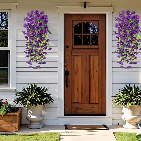 4pcs معلقة مجد الصباح المجد UV مقاومة للزهور في الهواء الطلق ، 75 سم زهور فو الطويلة للمزارعين ، حديقة النباتات ، الزفاف ، الفناء ، ديكور المنزل ، الشرفة ، الفناء (الأحمر الأرجواني ، 2 باقات/4pcs) in Kuwait