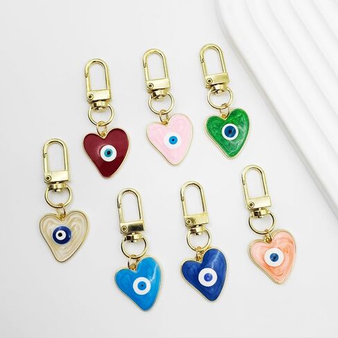 Evil Eye Keychains Heart Keychains Protection Charm Car KeyRing for Women Men in Saudi Arabia