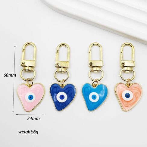 Evil Eye Keychains Heart Keychains Protection Charm Car KeyRing for Women Men in Saudi Arabia