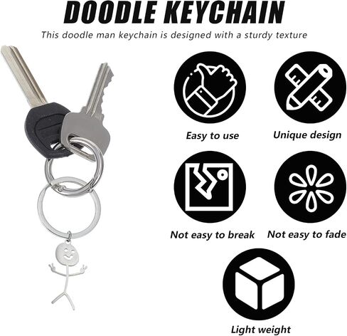 2PCS Funny Keychains for Men Women, Best Friend Keychain, Stainless Steel Matching Keychains, Stick Figure Keyring Personalized Cool Friendship Gifts for Couple Friends Brothers(Silver) in Saudi Arabia