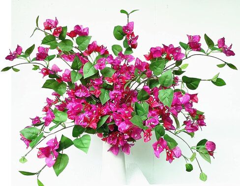 Pack of 16 Artificial Bougainvillea Silk Flower Stems Hanging Flower Vines for Wedding & Home Decoration, Flower Garland, Wreath and Garden DIY Decor - 30.5 inch (Violet Mix) in Saudi Arabia