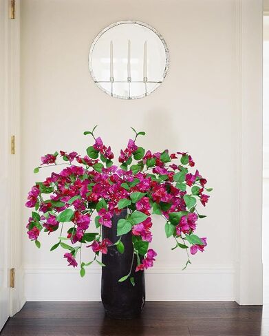 Pack of 16 Artificial Bougainvillea Silk Flower Stems Hanging Flower Vines for Wedding & Home Decoration, Flower Garland, Wreath and Garden DIY Decor - 30.5 inch (Violet Mix) in Saudi Arabia