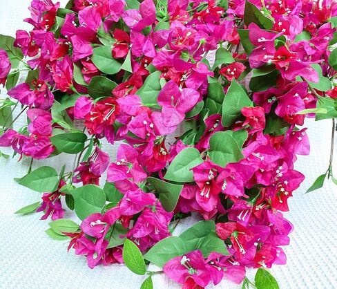 Pack of 16 Artificial Bougainvillea Silk Flower Stems Hanging Flower Vines for Wedding & Home Decoration, Flower Garland, Wreath and Garden DIY Decor - 30.5 inch (Violet Mix) in Saudi Arabia