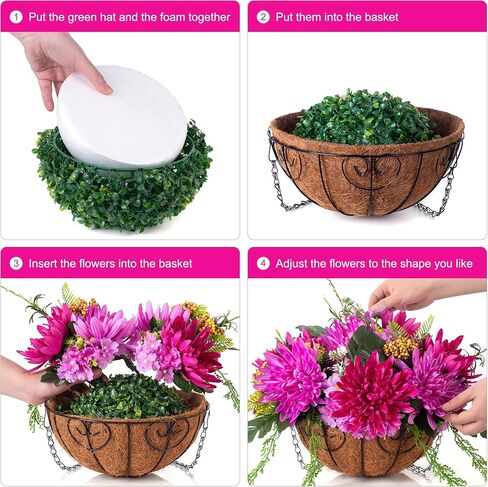 Artificial Hanging Flowers with Basket Fake Summer Lavender for Outdoor Decor, 12 Bundles Faux Purple Outside Decoration Realistic UV Resistant Plants for Porch Balcony Patio Garden Yard in Kuwait