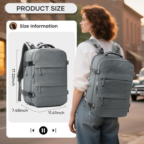 Vacuum Travel Backpack with Pump, Flight Approved Vacpack Backpacks for Women Men, Storage Vacuum Compression Bags with Shoe Compartment/15.6inch Laptop Compartment/USB Port, Grey, Medium in Saudi Arabia