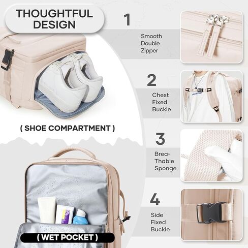 Vacuum Travel Backpack with Pump, Flight Approved Vacpack Backpacks for Women Men, Storage Vacuum Compression Bags with Shoe Compartment/15.6inch Laptop Compartment/USB Port, Grey, Medium in Saudi Arabia
