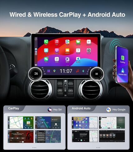 Car Radio for Jeep Wrangler (JK), Dodge Ram Stereo Update,11.5" Dual Knobs 2000x1200 Resolution with Wireless CarPlay Android Auto,Android 13,FM/AM,4G RAM+64G ROM,5G WiFi,Steering Wheel Control in Saudi Arabia