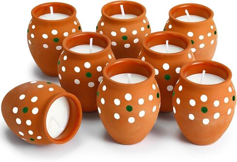 Nuanchu 12 Pcs Cantaritos De Barro Mexicanos Candles Mini 2 oz Mexican Clay Cup Candles Decorative Pottery Jarras De Barro Mexicanos Gifts for Birthday Wedding Party Favors Decorations (Elegant) in Saudi Arabia