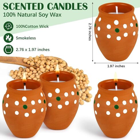 Nuanchu 12 Pcs Cantaritos De Barro Mexicanos Candles Mini 2 oz Mexican Clay Cup Candles Decorative Pottery Jarras De Barro Mexicanos Gifts for Birthday Wedding Party Favors Decorations (Elegant) in Saudi Arabia
