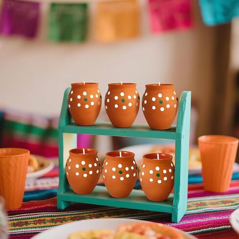 Nuanchu 12 Pcs Cantaritos De Barro Mexicanos Candles Mini 2 oz Mexican Clay Cup Candles Decorative Pottery Jarras De Barro Mexicanos Gifts for Birthday Wedding Party Favors Decorations (Elegant) in Saudi Arabia