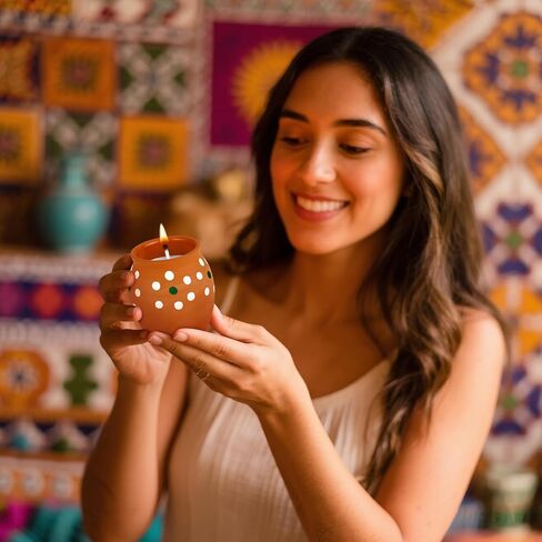 Nuanchu 12 Pcs Cantaritos De Barro Mexicanos Candles Mini 2 oz Mexican Clay Cup Candles Decorative Pottery Jarras De Barro Mexicanos Gifts for Birthday Wedding Party Favors Decorations (Elegant) in Saudi Arabia