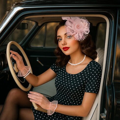 Cavetee 4 PCS fascinator for Women و Champagnetea Party Fascinators و Lace Glove مجموعة من أجل النساء في عشرينيات القرن العشرين in Saudi Arabia