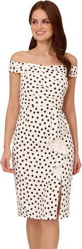 Adrianna Papell Women's Polkadot Drape Sheath Dress in Saudi Arabia