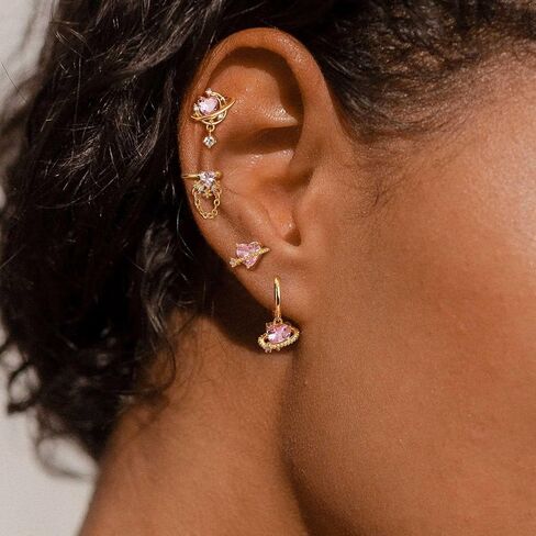 Sterling Silver Post Earrings for Women - Hypoallergenic 14K Gold Plated Cartilage Earrings Dainty Stud Hoop Dangle Chain Earrings Gold Jewelry For Women in Kuwait