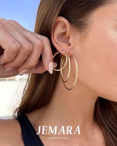 Gold Hoop Earrings for Women Hypoallergenic Stainless Steel Large Thin Gold Hoop Earrings Lightweight Big Hoops Aretes de Acero Inoxidable para Mujer 30/40/50/60MM in Saudi Arabia