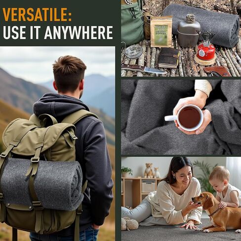 Large Military Wool Blanket - Warm & Thick Emergency Survival Blanket Great for Camping, Outdoors, Sports Events, Picnics, 4.5 lbs, 64" x 88" (Maroon) in Kuwait