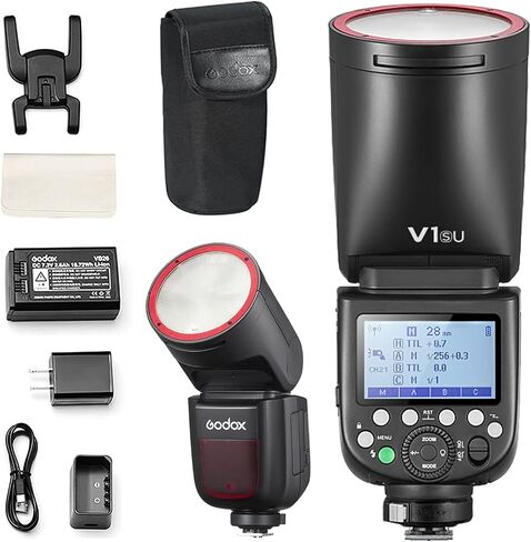 Godox V1-C USA Version Round Head Camera Flash Speedlite V1-CU for Canon R5 R6 R7 R8 RP R M50 M5 M3 6D 7D 50D 60D 500D 550D 600D 650D 1000D 1100D 1DX 580EX II 5D Mark II III 6DMark II in Saudi Arabia
