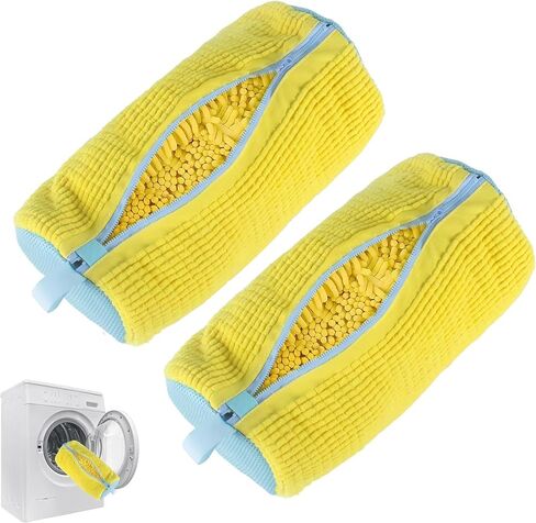 Shoe Washing Machine Bag 2PCS,Shoe Laundry Bags,Durable and Anti wear Laundry bags,Shoe Washing Bag suitable for all shoe types,shoe bag for Washing machines and Dryers (Yellow) in Saudi Arabia