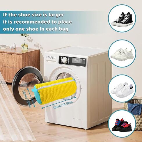 Shoe Washing Machine Bag 2PCS,Shoe Laundry Bags,Durable and Anti wear Laundry bags,Shoe Washing Bag suitable for all shoe types,shoe bag for Washing machines and Dryers (Yellow) in Saudi Arabia