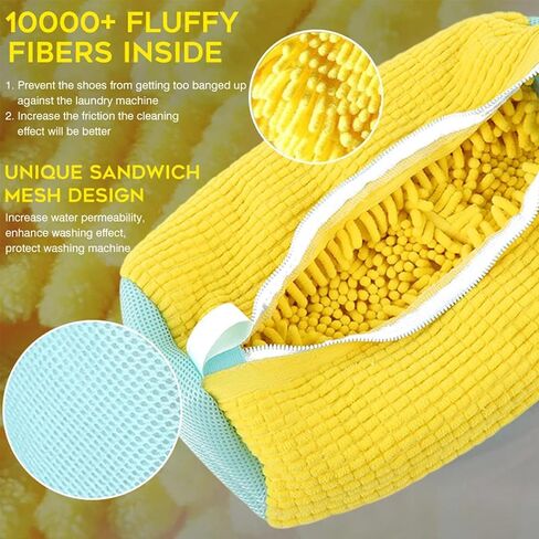 Shoe Washing Machine Bag 2PCS,Shoe Laundry Bags,Durable and Anti wear Laundry bags,Shoe Washing Bag suitable for all shoe types,shoe bag for Washing machines and Dryers (Yellow) in Saudi Arabia