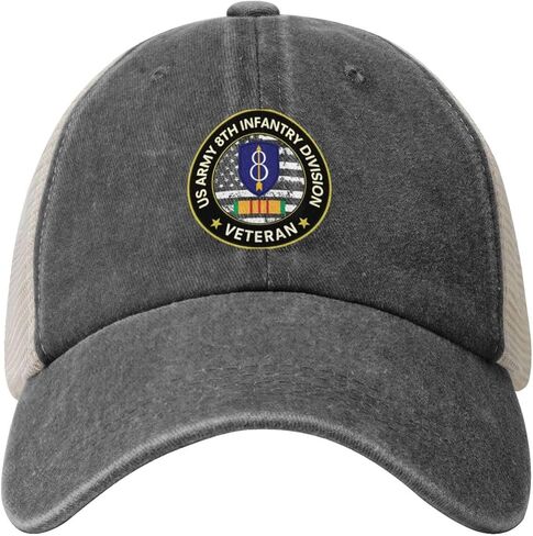 Us Army Vietnam Veteran 8th Infantry Division Adjustable Cowboy Mesh Baseball Cap Unisex Outdoor Trucker Hat9 in Saudi Arabia
