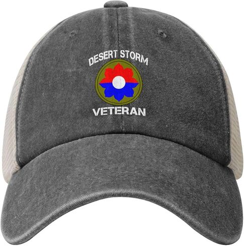 Us Army 9th Infantry Division Desert Storm Veteran Adjustable Cowboy Mesh Baseball Cap Unisex Outdoor Trucker Hat8 in Kuwait