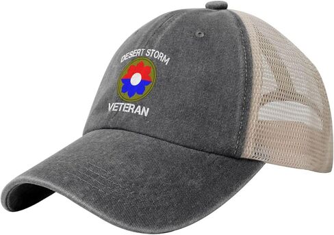 Us Army 9th Infantry Division Desert Storm Veteran Adjustable Cowboy Mesh Baseball Cap Unisex Outdoor Trucker Hat8 in Kuwait