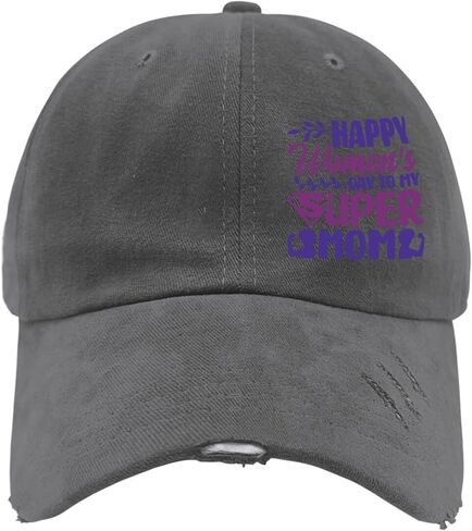 Happy Womens Day to My Super Hat for Mens Washed Distressed Baseball Caps Stylish Washed Dad Hat Light Weight Dark Grey in Saudi Arabia