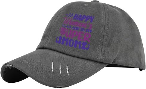Happy Womens Day to My Super Hat for Mens Washed Distressed Baseball Caps Stylish Washed Dad Hat Light Weight Dark Grey in Saudi Arabia
