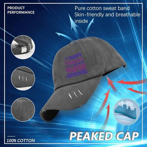 Happy Womens Day to My Super Hat for Mens Washed Distressed Baseball Caps Stylish Washed Dad Hat Light Weight Dark Grey in Saudi Arabia