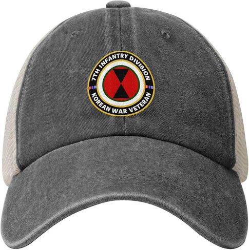 7th Infantry Division Korean War Veteran Adjustable Cowboy Mesh Baseball Cap Unisex Outdoor Trucker Hat4 Deep Heather in Saudi Arabia