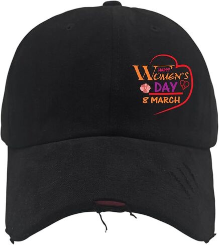 Happy Women's Day 8th Marchs Hats for Mens Washed Distressed Baseball Cap Low Washed Workout Hat Light Weight in Saudi Arabia