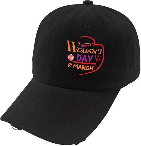 Happy Women's Day 8th Marchs Hats for Mens Washed Distressed Baseball Cap Low Washed Workout Hat Light Weight in Saudi Arabia