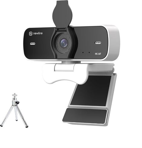 4K Webcam, 4K UHD USB Webcam with Microphone, Auto Focus, Low Distortion, Privacy Cover, PC Camera w/Tripod Stand for Zoom, Skype, Teams, Laptop, Conferencing, Calling, NewEye 60, White in Saudi Arabia