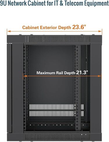 Tecmojo 15U Wall Mount Rack,15U Rack 23.6 Inch Depth,Hold Up to 176 Lbs,Enclosed Wall Mount Rack with 2 Colling Fans,for 19 Inch Network,Server and AV Gear,Glass Door(Elite Collection) in Kuwait