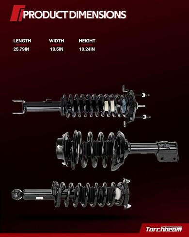 Torchbeam Premium Struts Shock Absorber Assembly for Toyota Camry 2007-2011, Front Left Right Complete Unit with Spring & Mount, OEM Replacement, Smooth Ride, Easy Bolt-On Installation 272307/272308 in Saudi Arabia