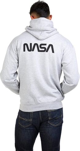 Popfunk Classic Nasa Circle Logo Hoodie مع الطباعة الأمامية والخلفية in Kuwait