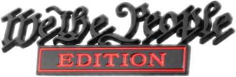 Classic We The People Edition Emblems, Full Metal Fender Badge Decal, 3D Sticker Decal Universal Bumper Personalized Decoration, Car Exterior Accessories for Car SUV Truck (Black Red) in Saudi Arabia