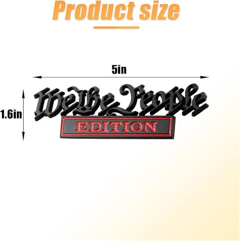 Classic We The People Edition Emblems, Full Metal Fender Badge Decal, 3D Sticker Decal Universal Bumper Personalized Decoration, Car Exterior Accessories for Car SUV Truck (Black Red) in Saudi Arabia