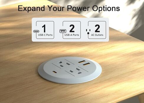 3 بوصة سطح المكتب Grommet ، 65W GAN USB C محطة الشحن السريع ، منفذ 3-USB ، جبل تدفق ، قابس مسطح ، سلك الطاقة 6.5 قدم. in Saudi Arabia