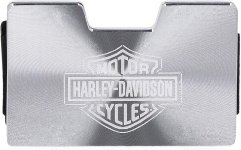 Harley -Davidson Men Mustialist Aluminium Wallet ، مقطع نقود قابل للفصل - Silver in Kuwait