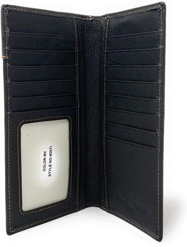 فراء البقر الغربي من الفرو الأصلي سلة سلة bifold محفظة في Multi Remblem (القهوة Longhorn) in Kuwait