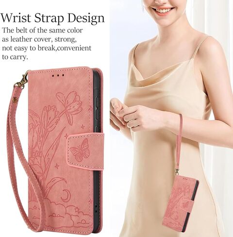 Asuwish Phone Case for Samsung Galaxy S21 Ultra 5G Wallet Cover with Tempered Glass Screen Protector Flip Wrist Strap Credit Card Holder Slot Stand Cell S21ultra 21S S 21 21ultra G5 Women Rose Gold in Saudi Arabia