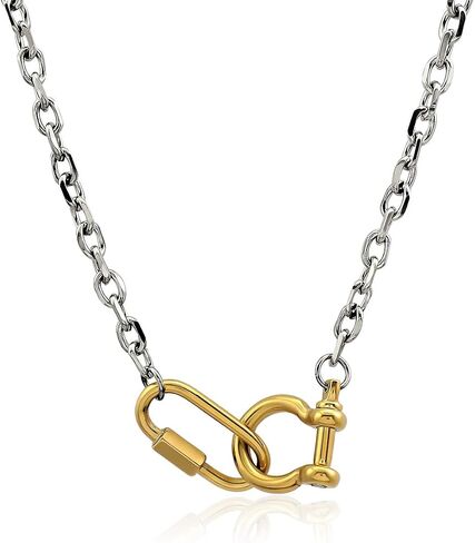 Waterproof 316L Stainless Steel Two Tone Key Lock Pendant Necklace Choker for Women Men PVD Plating Jewelry in Saudi Arabia