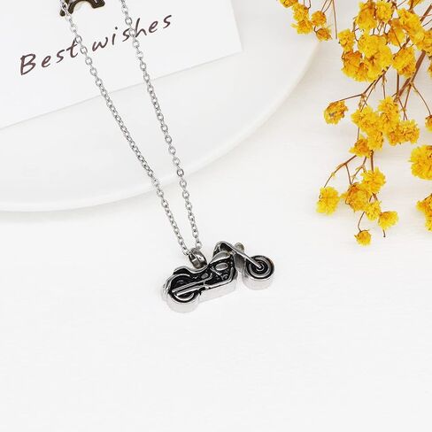 Motorcycle Urn Necklace for Ashes Stainless Steel Keepsake Penadant Locket Memorial Cremation Jewelry for Men Women in Saudi Arabia
