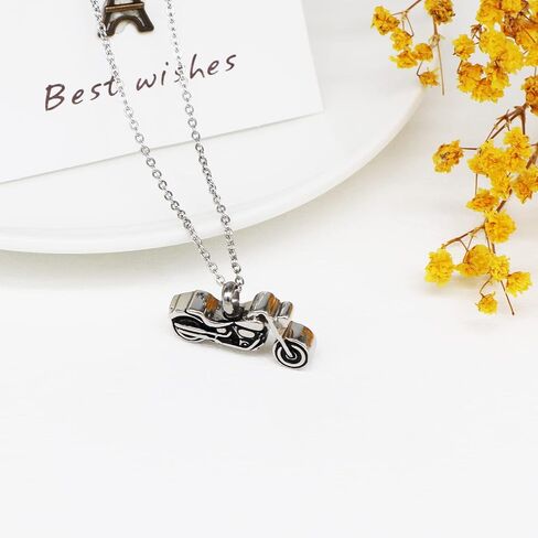 Motorcycle Urn Necklace for Ashes Stainless Steel Keepsake Penadant Locket Memorial Cremation Jewelry for Men Women in Saudi Arabia