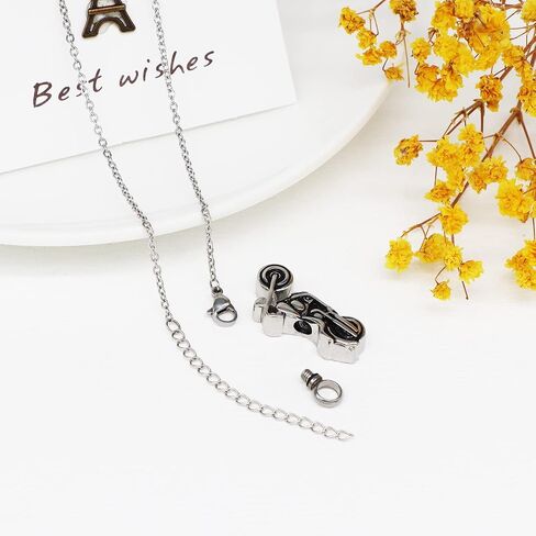 Motorcycle Urn Necklace for Ashes Stainless Steel Keepsake Penadant Locket Memorial Cremation Jewelry for Men Women in Saudi Arabia